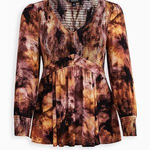 Torrid Tie Dye Crinkle Babydoll Blouse